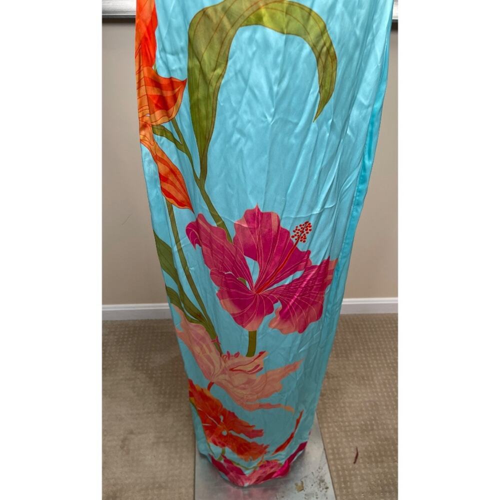RETROFETE Vivi Strapless Floral Satin Blue Maxi Dress Size XS - Picture 6 of 10